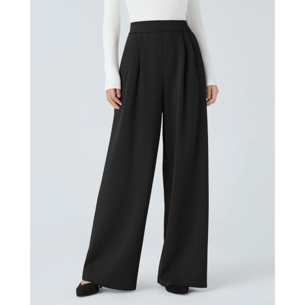 Halara High Waisted Pocket Wide Leg Thick Thermal Work Pants Sz XL Womens Black